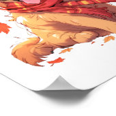 ゴールデンレトリバー秋ドッグ紅葉 ポスター (角)