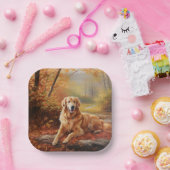 ゴールデンレトリバー紅葉秋インスパイア ペーパープレート (パーティー)