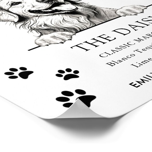 ゴールデンレトリバー結婚ドッグの特徴的なドリンクの看板 ポスター (角)