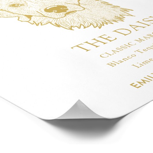 ゴールデンレトリバー結婚ドッグの特徴的なドリンクの看板 ポスター (角)