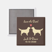 ゴールデンレトリバー結婚式の日付を保存 マグネット (正面/裏面)