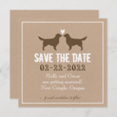 ゴールデンレトリバー結婚式の日付を保存 招待状 (正面/裏面)