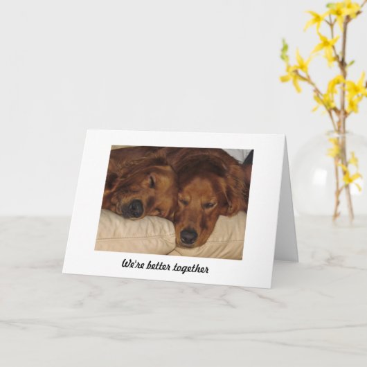 ゴールデンレトリバー記念日カード、より良い一緒に カード (黄色い花)