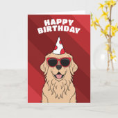 ゴールデンレトリバー誕生日カード カード (黄色い花)