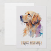 ゴールデンレトリバー誕生日カード サンキューカード (正面/裏面)