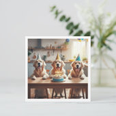 ゴールデンレトリバー誕生日カード、犬の誕生日 招待状 (スタンド正面)