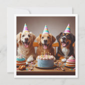 ゴールデンレトリバー誕生日カード、犬の誕生日 招待状 (正面)