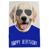 ゴールデンレトリバー誕生日中抱き枕 ミディアムペーパーバッグ (正面)