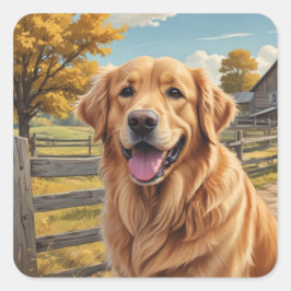 ゴールデンレトリバー誕生日 スクエアシール