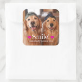 ゴールデンレトリバー誰かがあなたを愛している スクエアシール (バッグ)