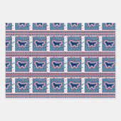 ゴールデンレトリバー赤と青7月4日 ラッピングペーパーシート (正面3)