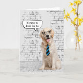 ゴールデンレトリバー退職 カード (黄色い花)