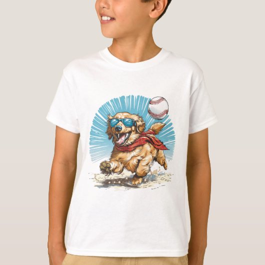 ゴールデンレトリバー遊ドッグ野球 Tシャツ (正面)