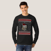 ゴールデンレトリバー醜いクリスマスセーターデザイン Tシャツ (正面フル)