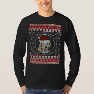 ゴールデンレトリバー醜いクリスマスセーターデザイン Tシャツ