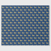 ゴールデンレトリバー金ゴールドネイビーブルードッグ恋人 ラッピングペーパー (フラット)