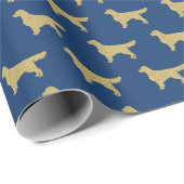 ゴールデンレトリバー金ゴールドネイビーブルードッグ恋人 ラッピングペーパー (ロールコーナー)