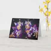 ゴールデンレトリバー食べ物モンスターズパープルピープル カード (黄色い花)