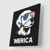 ゴールデンレトリバー7月メリカ4日 スクエア壁時計 (傾斜)