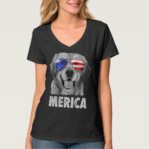 ゴールデンレトリバー7月4日メリカアメリカ国旗 Tシャツ