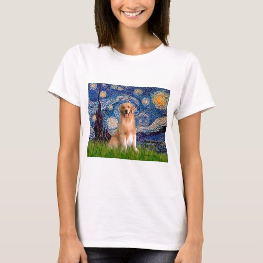 ゴールデンレトリバー8 - 星空 Tシャツ (正面)
