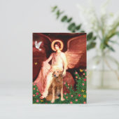 ゴールデンレトリバー9 – 着座天使 ポストカード (スタンド正面)