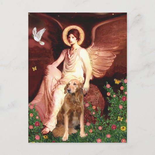 ゴールデンレトリバー9 – 着座天使 ポストカード (正面)