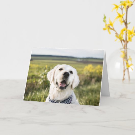 ゴールデンレトリバー「あなたは私を作る」スマイルグリーティングカード カード (黄色い花)