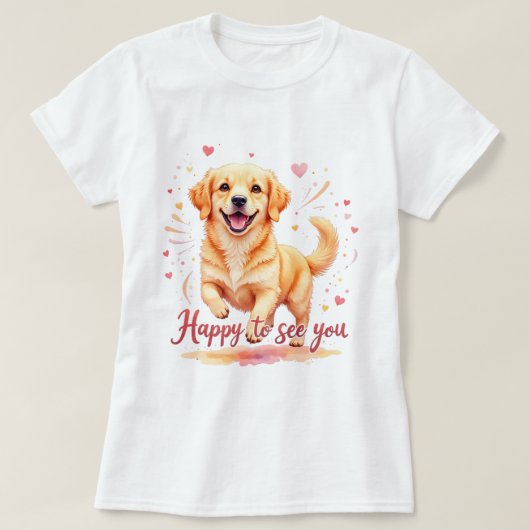 ゴールデンレトリバー「お会いできて嬉しい」 Tシャツ (デザイン正面)