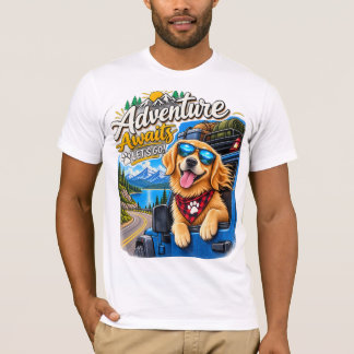 ゴールデンレトリバー アドベンチャー アウェイツ ハイキング ロードトリップ Tシャツ
