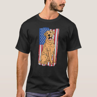ゴールデンレトリバー アメリカ国旗 愛国犬 ゴールデン Tシャツ