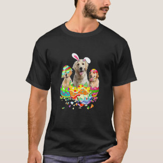 ゴールデンレトリバー ウサギ イースター おめでとう 犬 Tシャツ