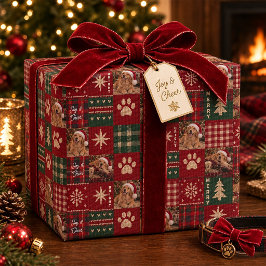 ゴールデンレトリバー オーダーメイド クリスマス Plaid ラッピングペーパー