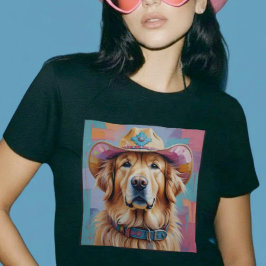 ゴールデンレトリバー カラフル カウガールTシャツ Tシャツ