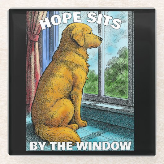 ゴールデンレトリバー ガラスコースター (正面)