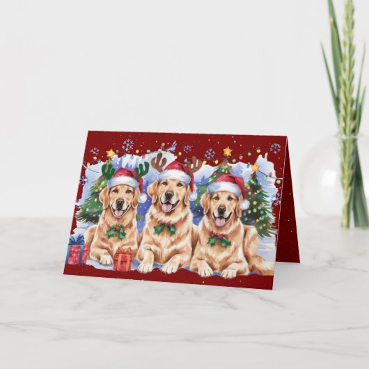 ゴールデンレトリバー クリスマスカード  招待状 (正面)