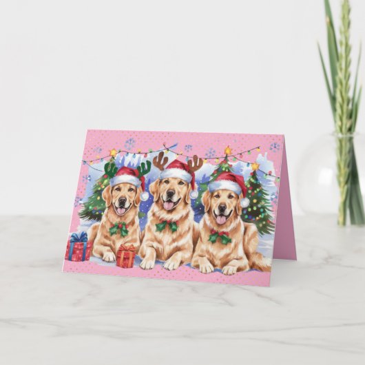 ゴールデンレトリバー クリスマスカード 招待状 (正面)