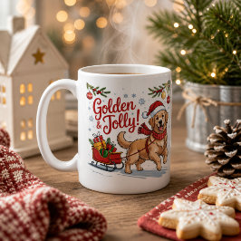 ゴールデンレトリバー クリスマス ゴールデン+ジョリー ホリデー コーヒーマグカップ
