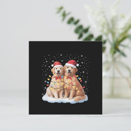 ゴールデンレトリバー クリスマス サンタ帽子 トナカイ  招待状 (スタンド正面)
