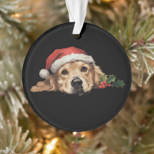 ゴールデンレトリバー クリスマス サンタ帽子 犬 Xmas オーナメント