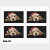 ゴールデンレトリバー クリスマス サンタ帽子 犬 Xmas 長方形シール (シート)