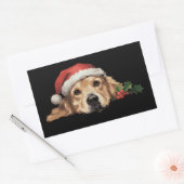 ゴールデンレトリバー クリスマス サンタ帽子 犬 Xmas 長方形シール (封筒)