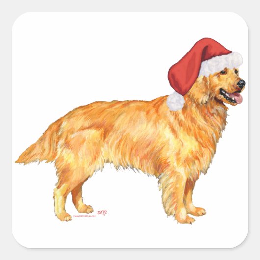 ゴールデンレトリバー クリスマス スクエアシール (正面)