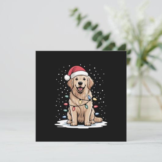 ゴールデンレトリバー サンタ クリスマスツリーライト クリスマス 招待状 (スタンド正面)
