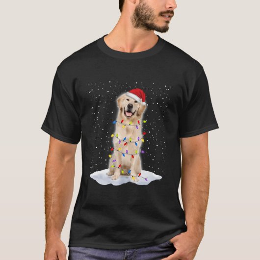ゴールデンレトリバー サンタ ツリーライト Tシャツ (正面)