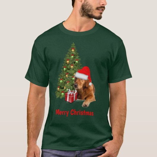 ゴールデンレトリバー サンタ 犬 クリスマス Tシャツ (正面)