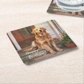 ゴールデンレトリバー スクエアペーパーコースター (アングル)
