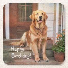 ゴールデンレトリバー スクエアペーパーコースター