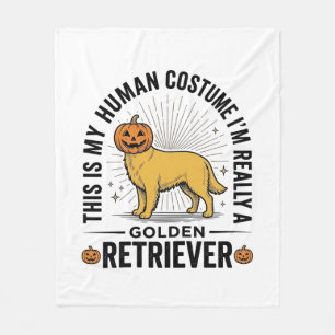 ゴールデンレトリバー ハロウィン カボチャ コスチューム デザイン_ フリースブランケット