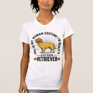 ゴールデンレトリバー ハロウィン カボチャ コスチューム デザイン_ Tシャツ